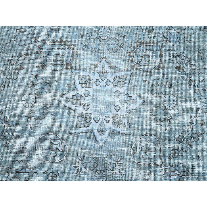 7'1" x 10'7" Vintage Hand Knotted Blue Wool Rectangle Oriental Rug - MOA10285540