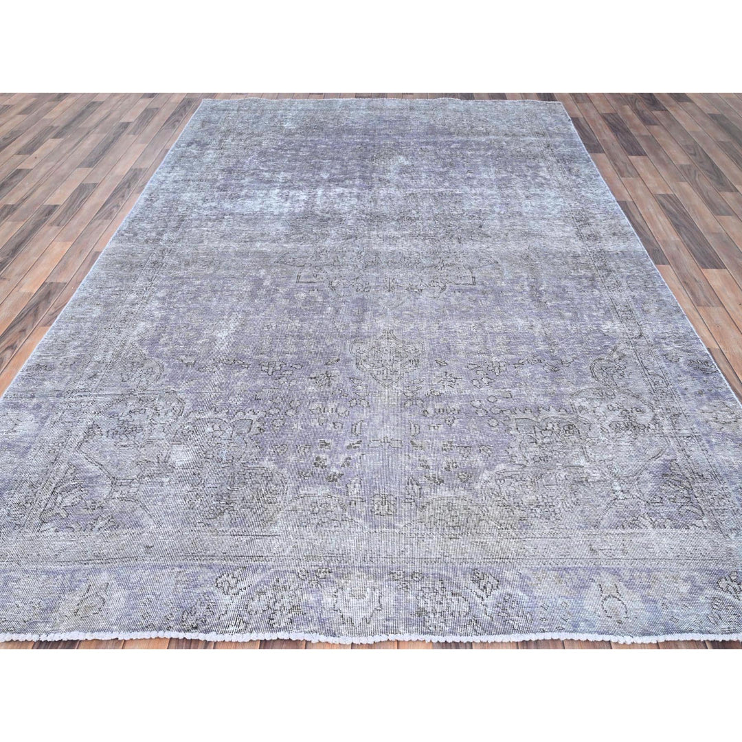 7'1" x 10'4" Vintage Hand Knotted Purple Wool Rectangle Oriental Rug - MOA10285541