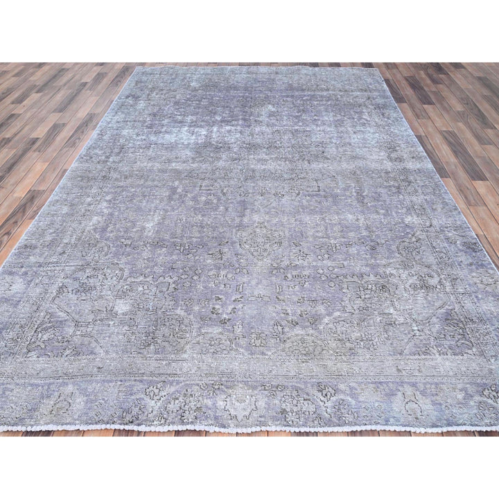 7'1" x 10'4" Vintage Hand Knotted Purple Wool Rectangle Oriental Rug - MOA10285541
