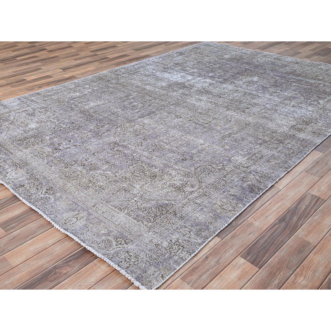 7'1" x 10'4" Vintage Hand Knotted Purple Wool Rectangle Oriental Rug - MOA10285541