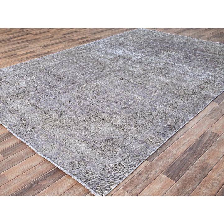 7'1" x 10'4" Vintage Hand Knotted Purple Wool Rectangle Oriental Rug - MOA10285541