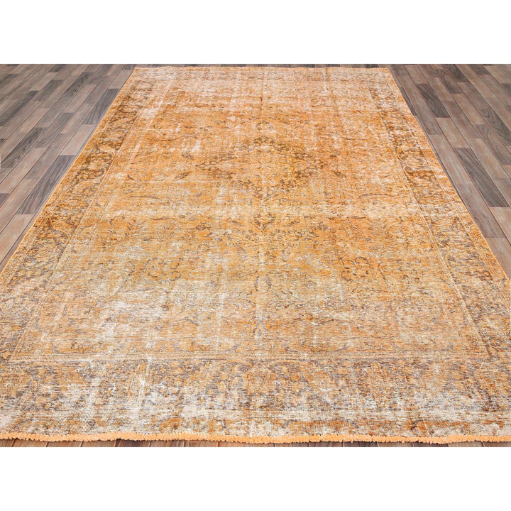 6'5" x 10'0" Vintage Hand Knotted Orange Wool Rectangle Oriental Rug - MOA10285542