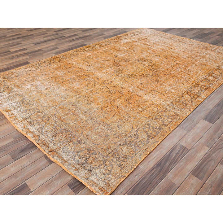 6'5" x 10'0" Vintage Hand Knotted Orange Wool Rectangle Oriental Rug - MOA10285542