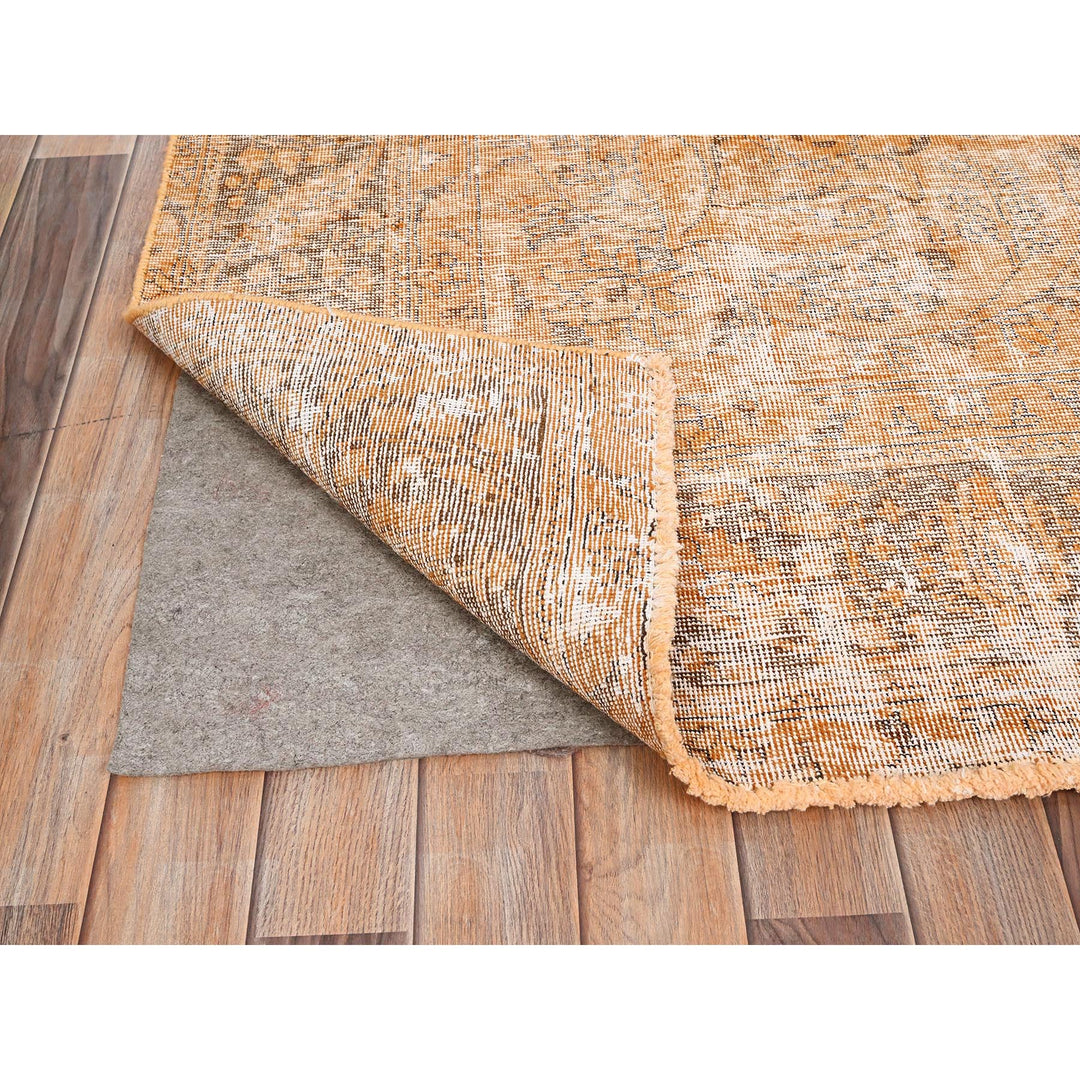 6'5" x 10'0" Vintage Hand Knotted Orange Wool Rectangle Oriental Rug - MOA10285542