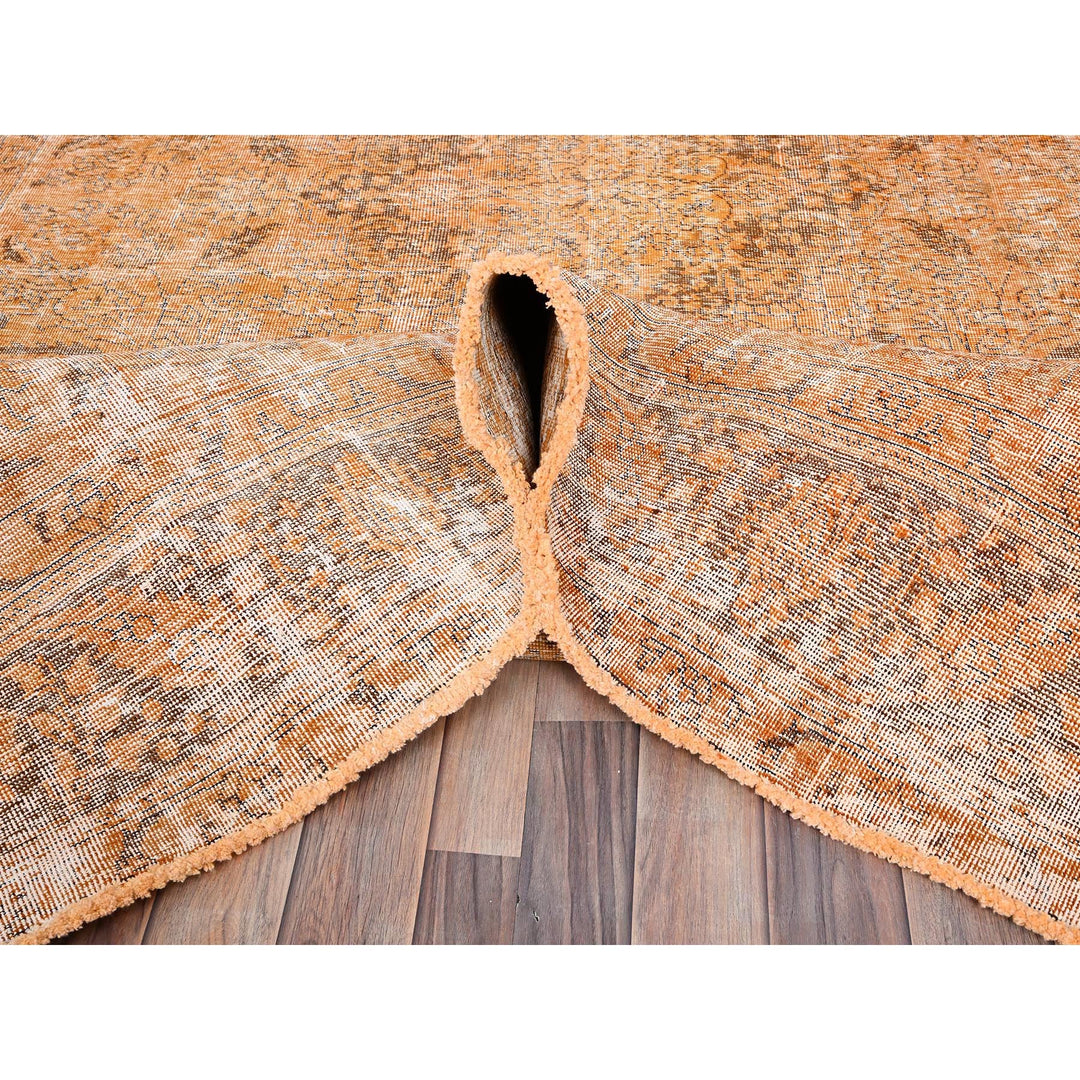 6'5" x 10'0" Vintage Hand Knotted Orange Wool Rectangle Oriental Rug - MOA10285542