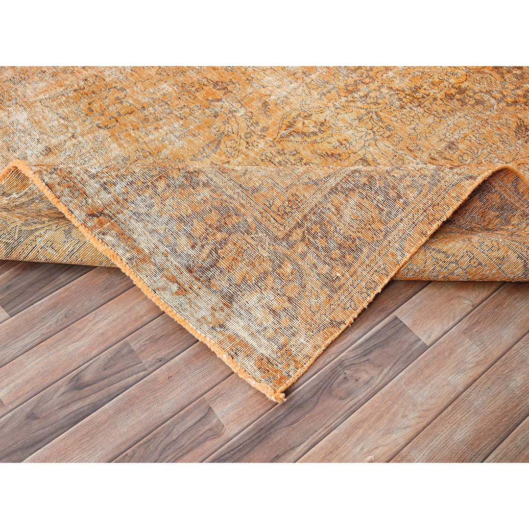 6'5" x 10'0" Vintage Hand Knotted Orange Wool Rectangle Oriental Rug - MOA10285542