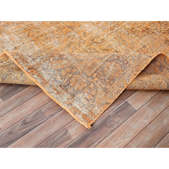 6'5" x 10'0" Vintage Hand Knotted Orange Wool Rectangle Oriental Rug - MOA10285542
