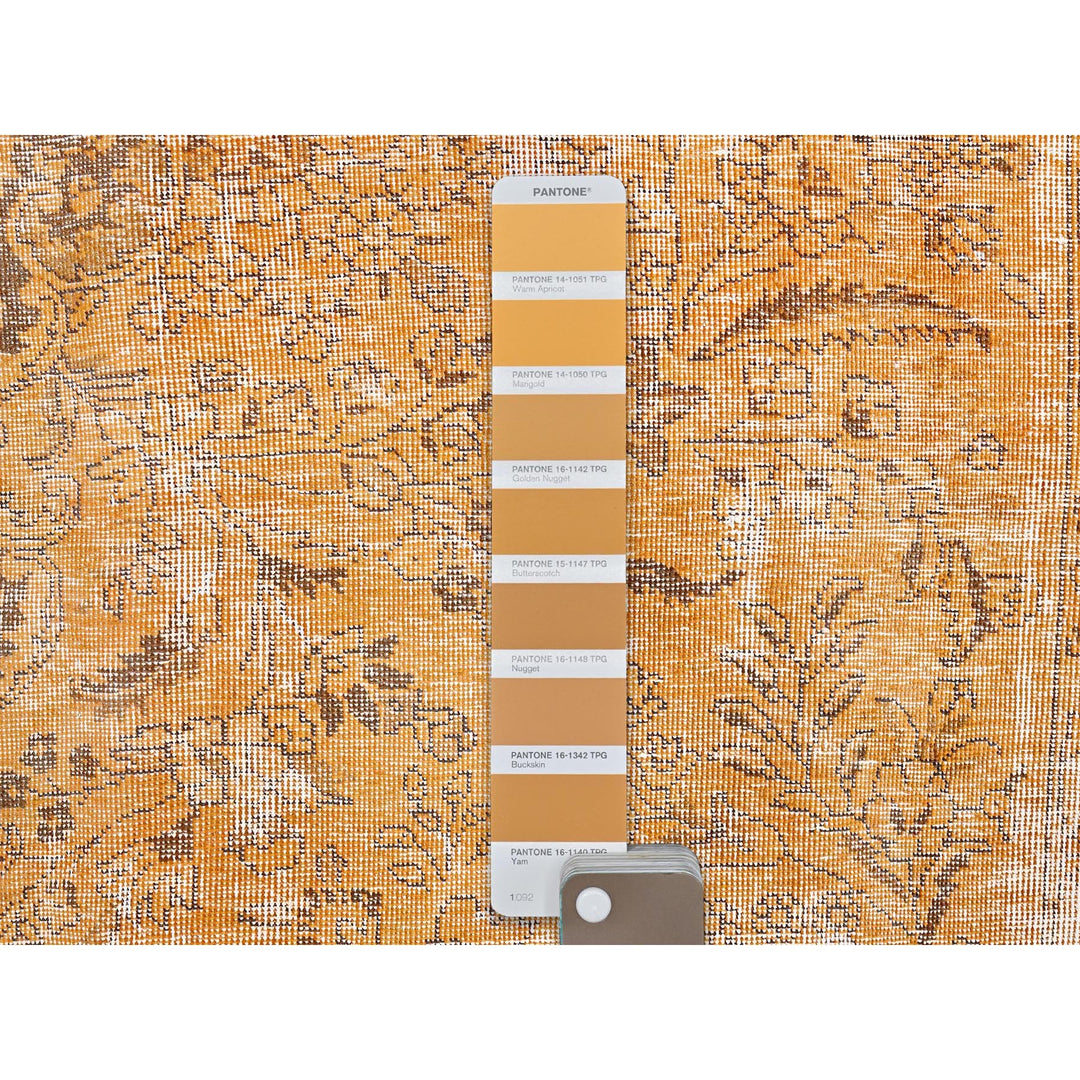 6'5" x 10'0" Vintage Hand Knotted Orange Wool Rectangle Oriental Rug - MOA10285542