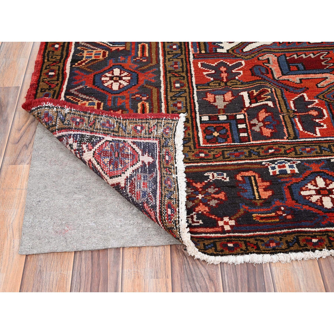 8'1" x 11'1" Vintage Hand Knotted Red Worn Wool Rectangle Oriental Rug - MOA10285581