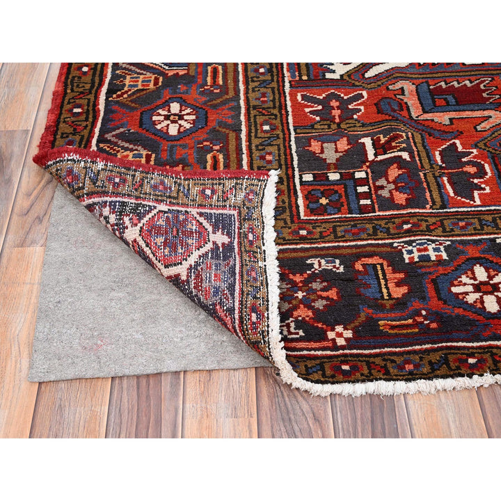 8'1" x 11'1" Vintage Hand Knotted Red Worn Wool Rectangle Oriental Rug - MOA10285581