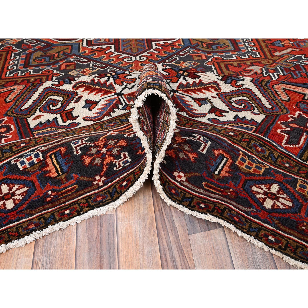 8'1" x 11'1" Vintage Hand Knotted Red Worn Wool Rectangle Oriental Rug - MOA10285581