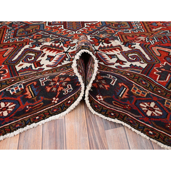 8'1" x 11'1" Vintage Hand Knotted Red Worn Wool Rectangle Oriental Rug - MOA10285581