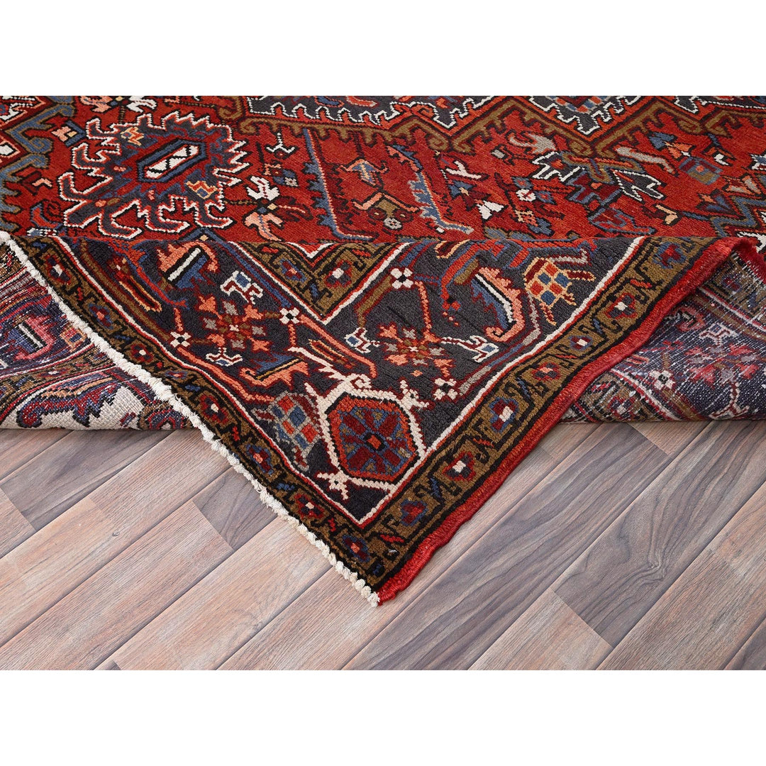 8'1" x 11'1" Vintage Hand Knotted Red Worn Wool Rectangle Oriental Rug - MOA10285581