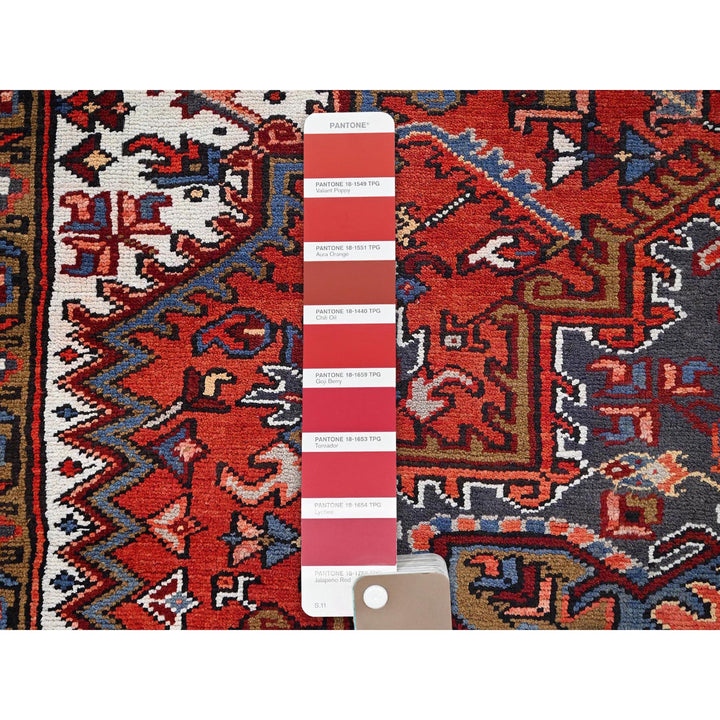 8'1" x 11'1" Vintage Hand Knotted Red Worn Wool Rectangle Oriental Rug - MOA10285581