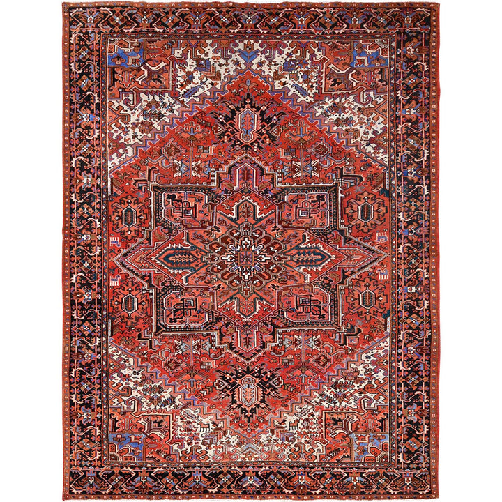 10'1" x 13'2" Vintage Hand Knotted Red Worn Wool Rectangle Oriental Rug - MOA10285589