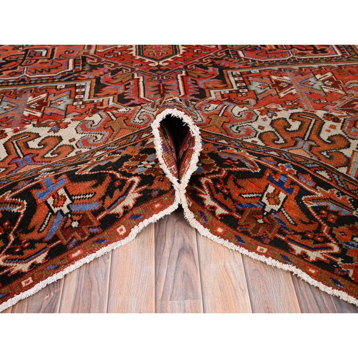 10'1" x 13'2" Vintage Hand Knotted Red Worn Wool Rectangle Oriental Rug - MOA10285589