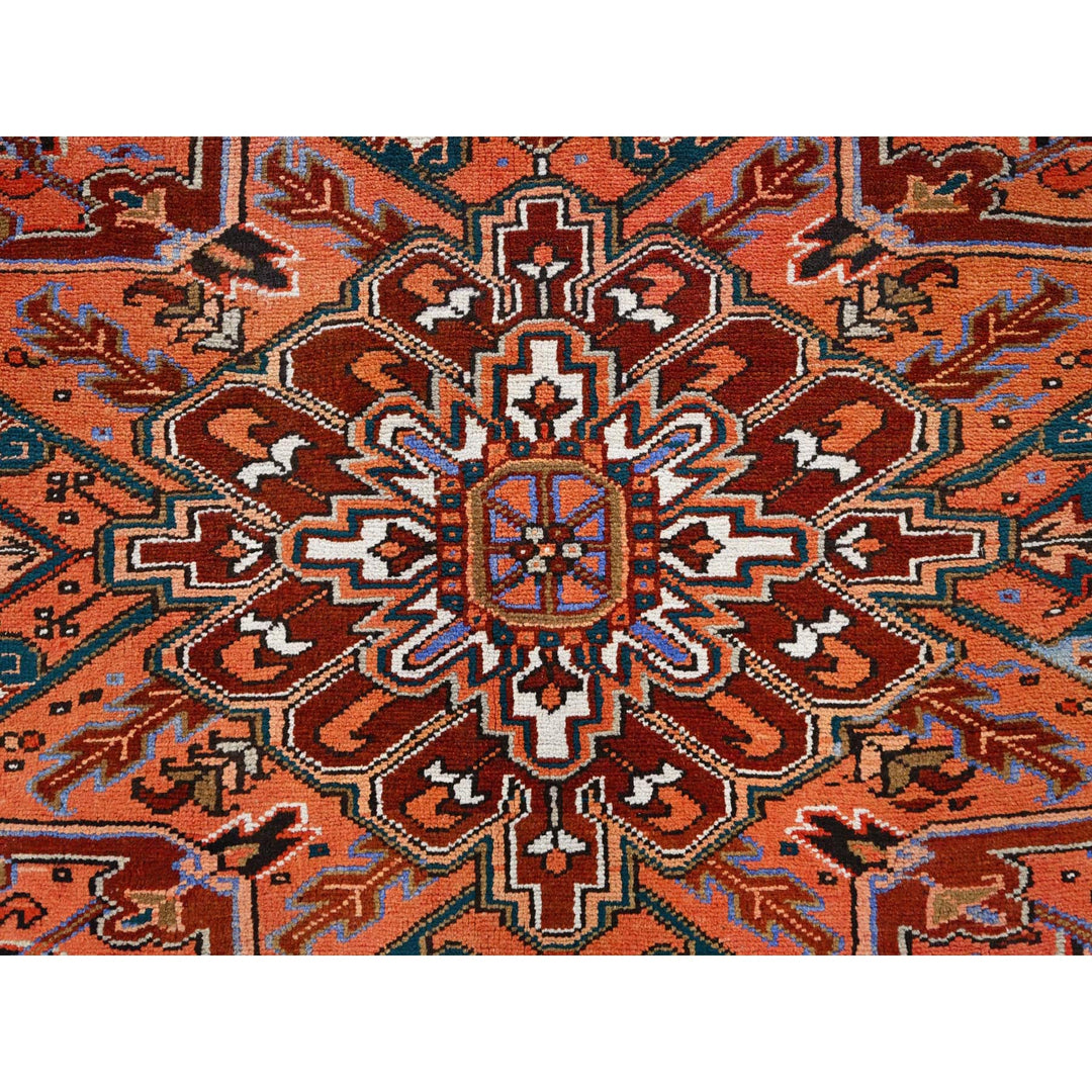 10'1" x 13'2" Vintage Hand Knotted Red Worn Wool Rectangle Oriental Rug - MOA10285589