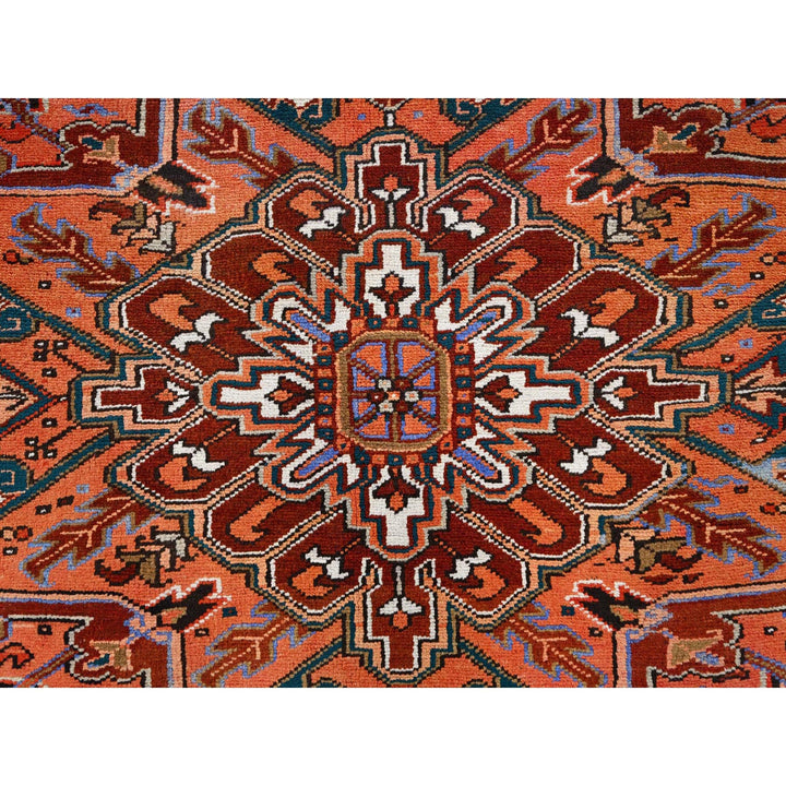 10'1" x 13'2" Vintage Hand Knotted Red Worn Wool Rectangle Oriental Rug - MOA10285589