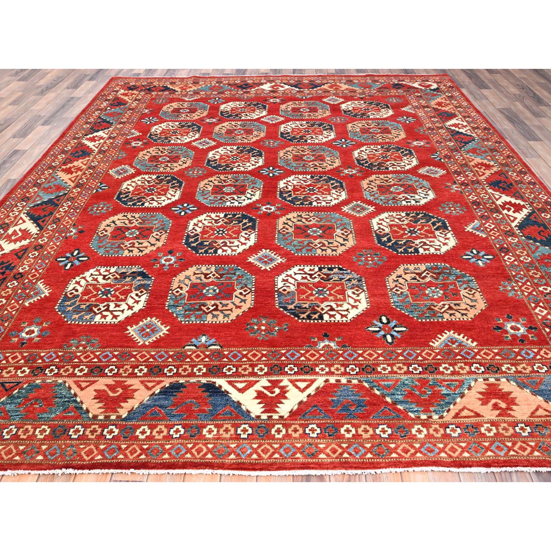 9'1" x 11'8" New Hand Knotted Red Wool Rectangle Oriental Rug - MOA10285591