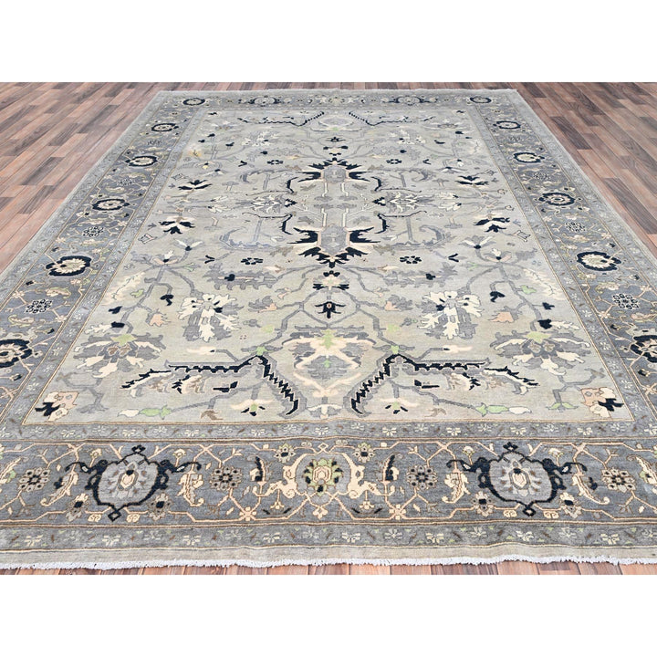 9'0" x 12'2" New Hand Knotted Grey Wool Rectangle Oriental Rug - MOA10285603