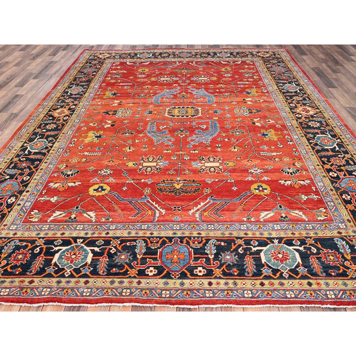 8'10" x 11'8" New Hand Knotted Red Wool Rectangle Oriental Rug - MOA10285604