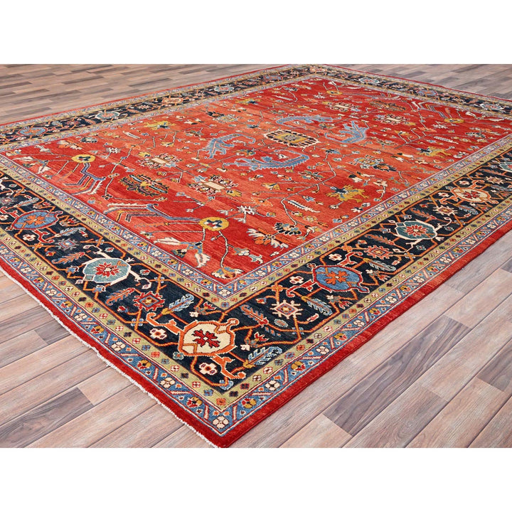 8'10" x 11'8" New Hand Knotted Red Wool Rectangle Oriental Rug - MOA10285604