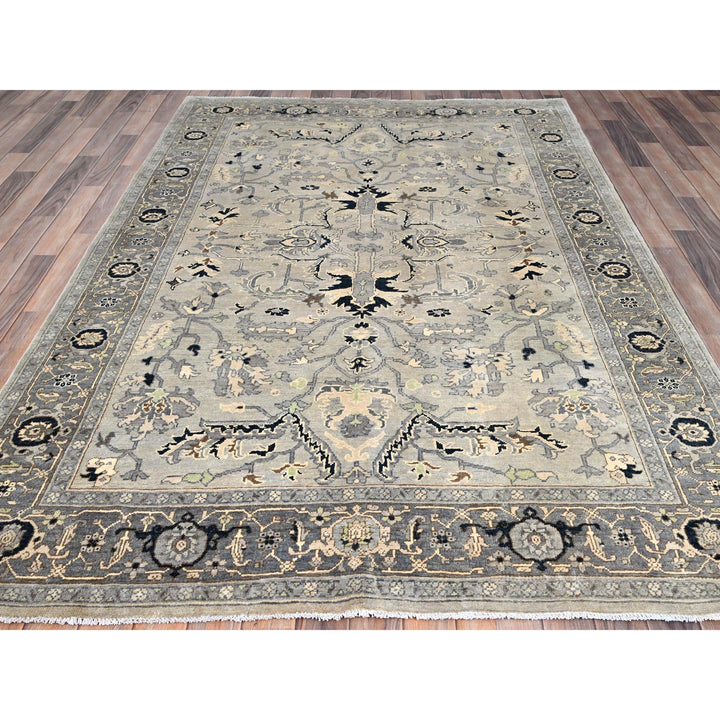 6'0" x 8'9" New Hand Knotted Grey Wool Rectangle Oriental Rug - MOA10285611