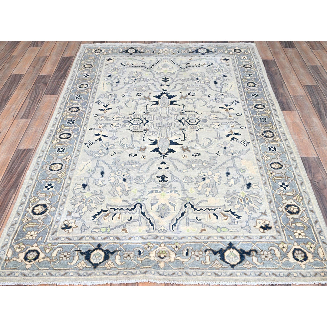 4'3" x 6'1" New Hand Knotted Blue Wool Rectangle Oriental Rug - MOA10285638