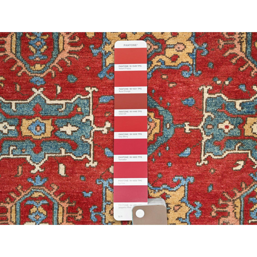 4'0" x 5'7" New Hand Knotted Red Wool Rectangle Oriental Rug - MOA10285639