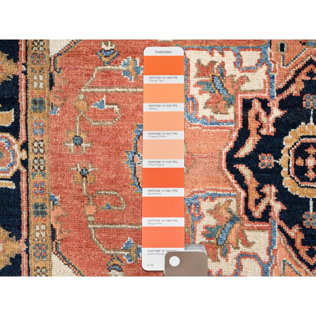 4'1" x 5'9" New Hand Knotted Orange Wool Rectangle Oriental Rug - MOA10285642