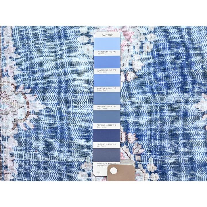 2'1" x 12'0" Vintage Hand Knotted Blue Wool Runner Oriental Rug - MOA10285778