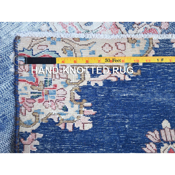 2'1" x 12'0" Vintage Hand Knotted Blue Wool Runner Oriental Rug - MOA10285778