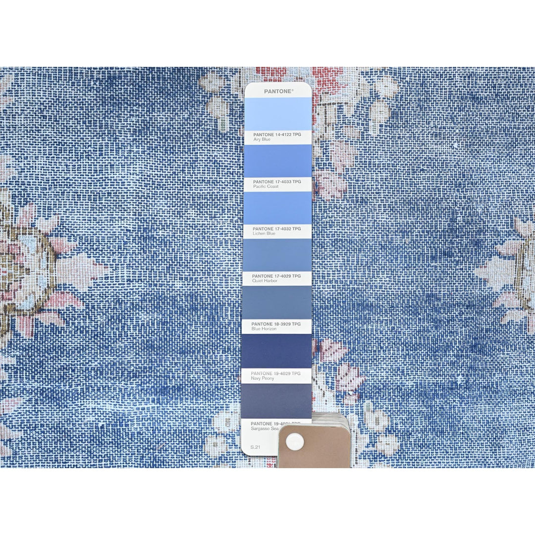 2'1" x 11'9" Vintage Hand Knotted Blue Wool Runner Oriental Rug - MOA10285779