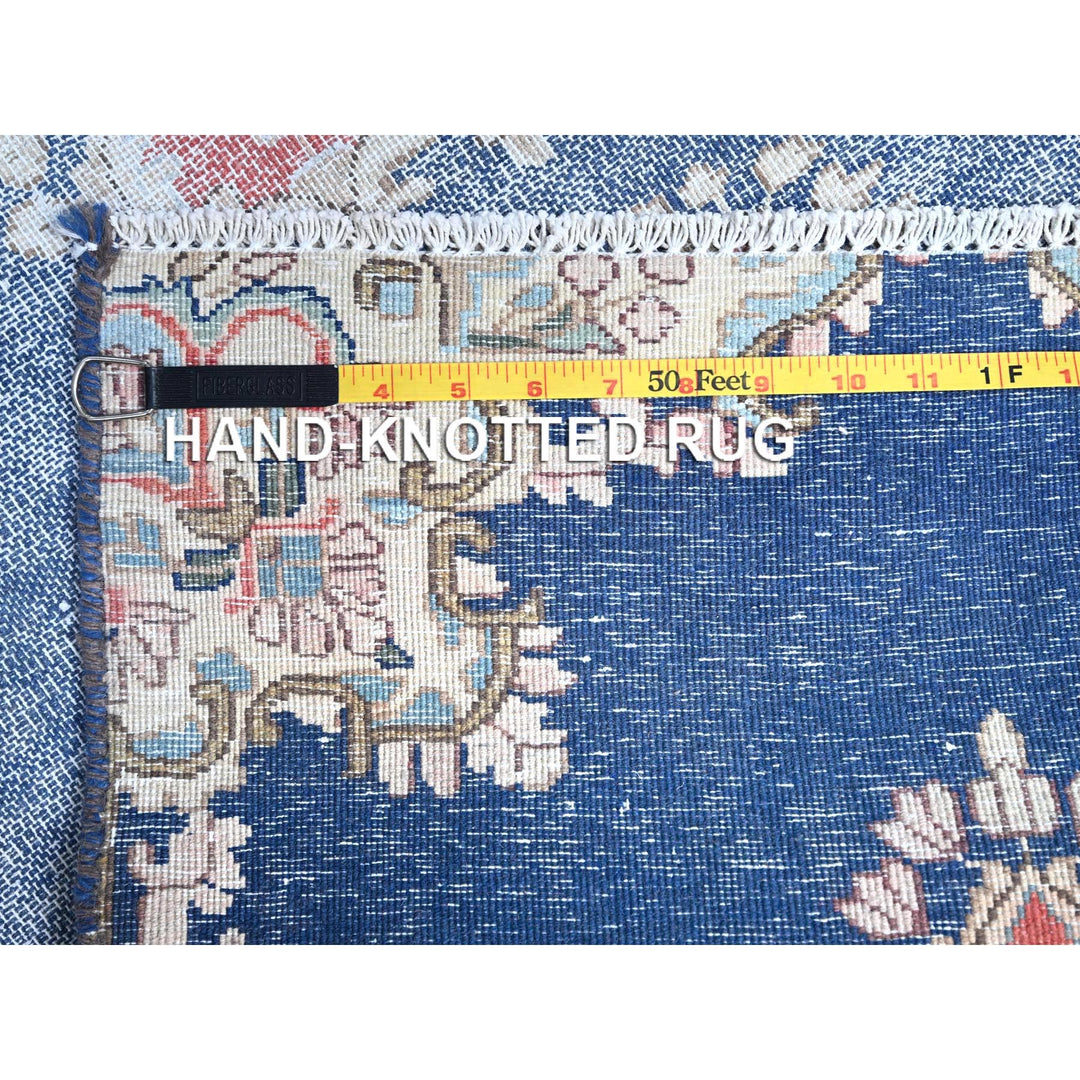 2'1" x 11'9" Vintage Hand Knotted Blue Wool Runner Oriental Rug - MOA10285779