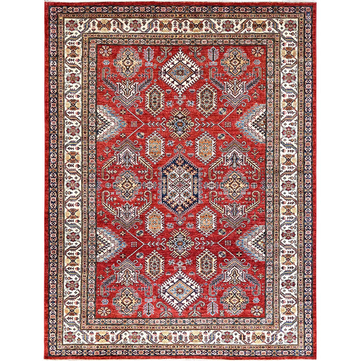 8'1" x 10'6" New Hand Knotted Red Wool Rectangle Oriental Rug - MOA10285785