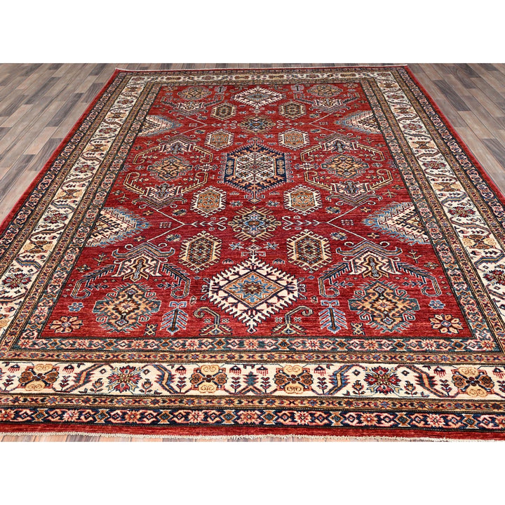 8'1" x 10'6" New Hand Knotted Red Wool Rectangle Oriental Rug - MOA10285785