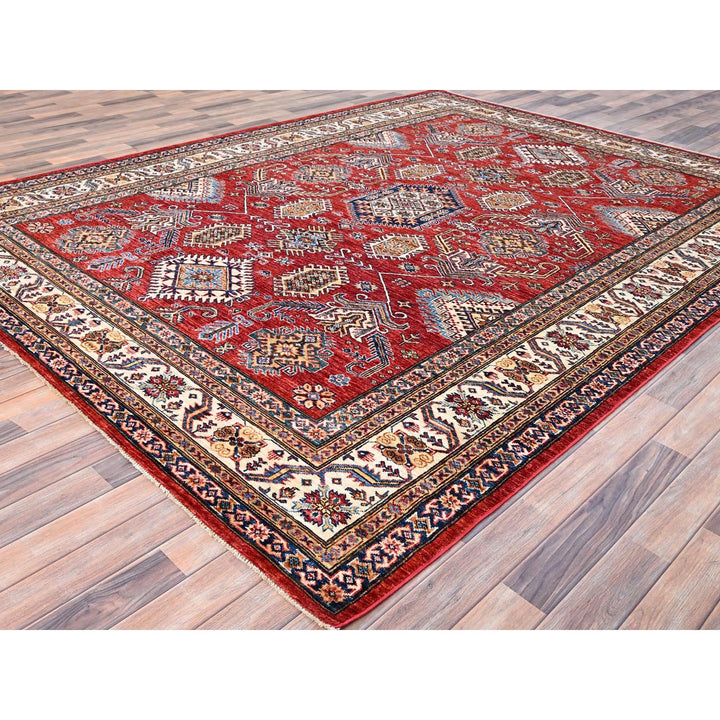 8'1" x 10'6" New Hand Knotted Red Wool Rectangle Oriental Rug - MOA10285785