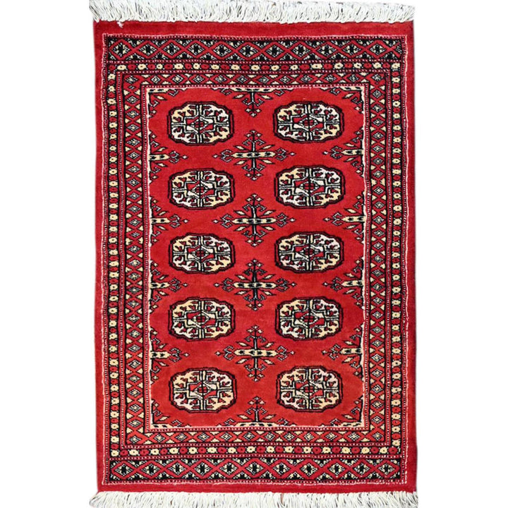 2'1" x 3'2" New Hand Knotted Red Cotton Rectangle Oriental Rug - MOA10285788