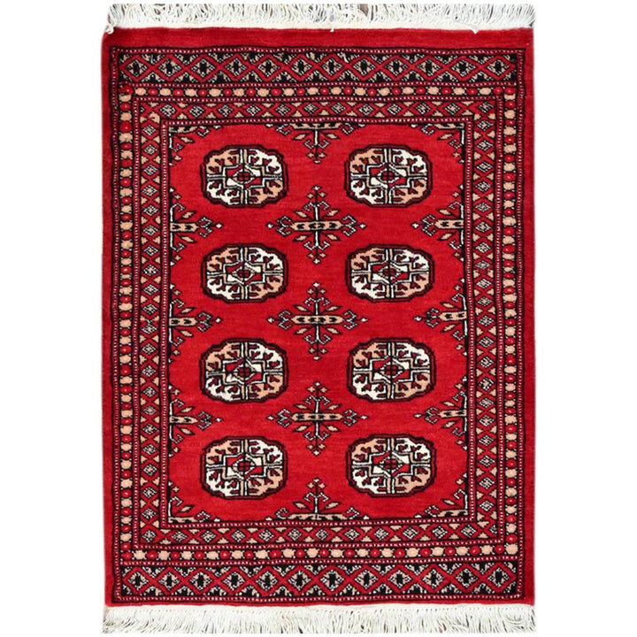 2'2" x 2'10" New Hand Knotted Red Cotton Rectangle Oriental Rug - MOA10285792