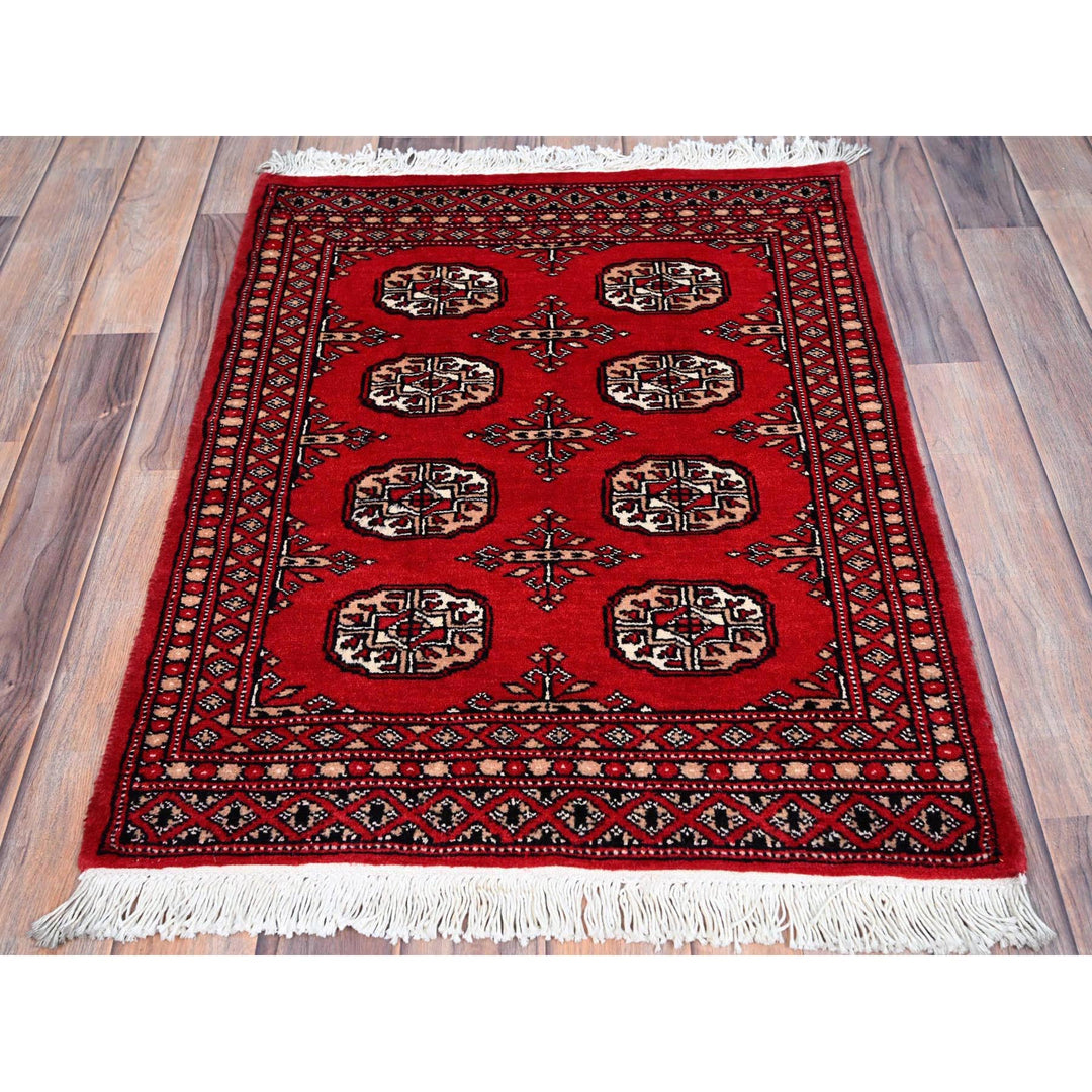 2'2" x 2'10" New Hand Knotted Red Cotton Rectangle Oriental Rug - MOA10285792