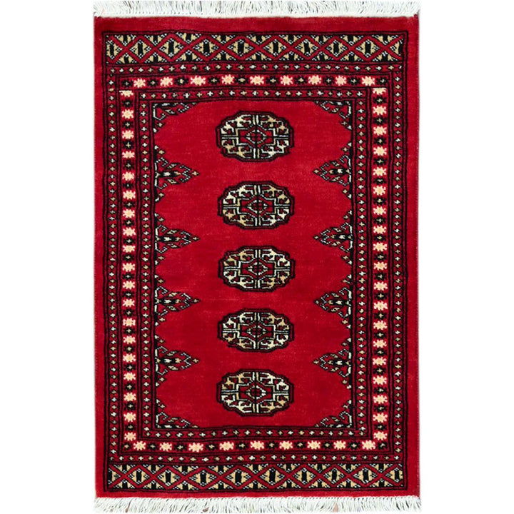 2'1" x 3'0" New Hand Knotted Red Cotton Rectangle Oriental Rug - MOA10285794