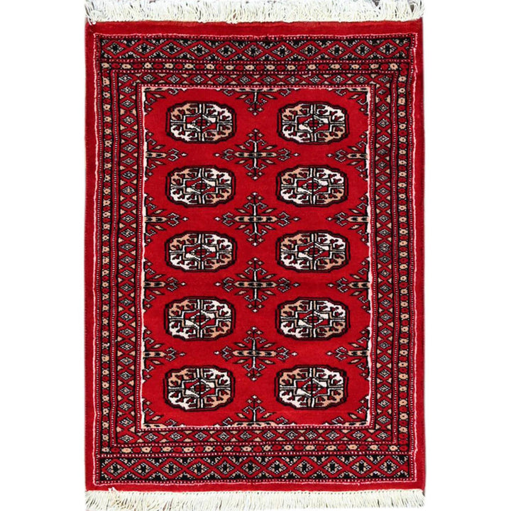 2'2" x 3'1" New Hand Knotted Red Cotton Rectangle Oriental Rug - MOA10285795