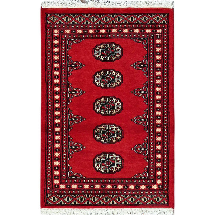 2'1" x 3'1" New Hand Knotted Red Cotton Rectangle Oriental Rug - MOA10285796