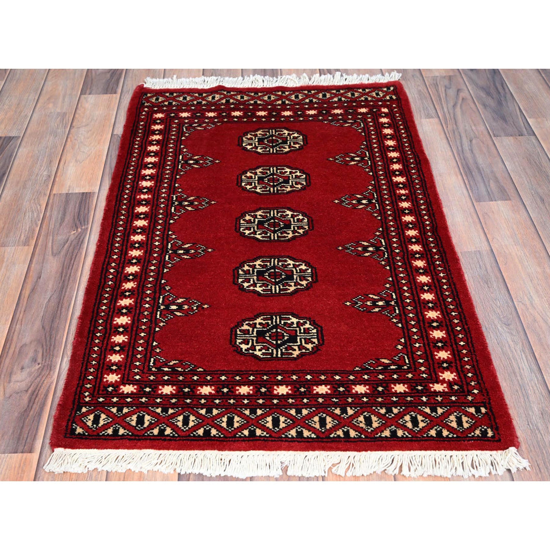 2'1" x 3'3" New Hand Knotted Red Cotton Rectangle Oriental Rug - MOA10285799