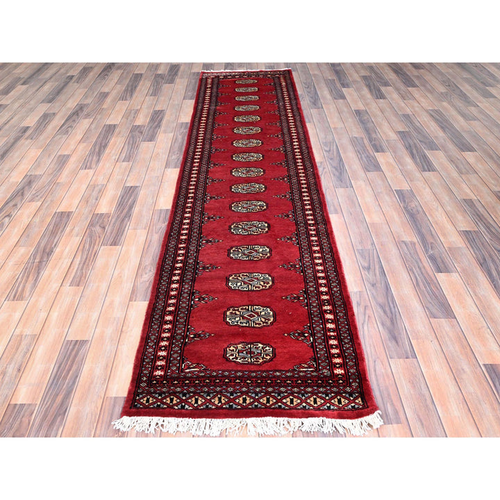 2'6" x 9'10" New Hand Knotted Red Wool Runner Oriental Rug - MOA10285809