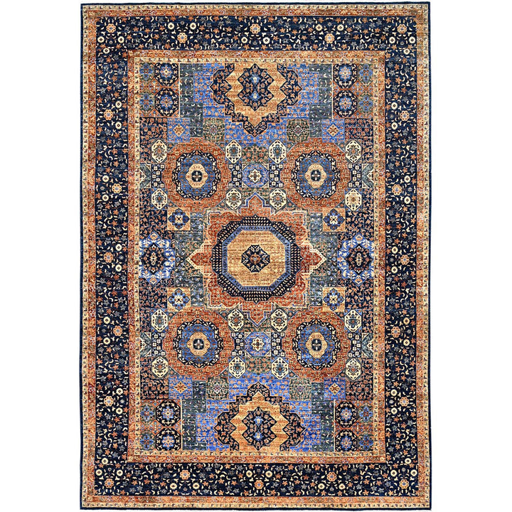 8'9" x 12'10" New Hand Knotted Blue Wool Rectangle Oriental Rug - MOA10285869