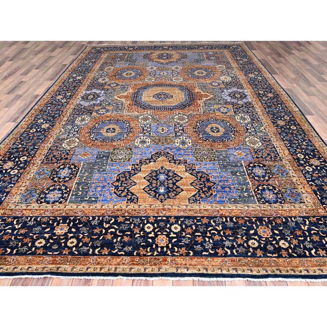 8'9" x 12'10" New Hand Knotted Blue Wool Rectangle Oriental Rug - MOA10285869