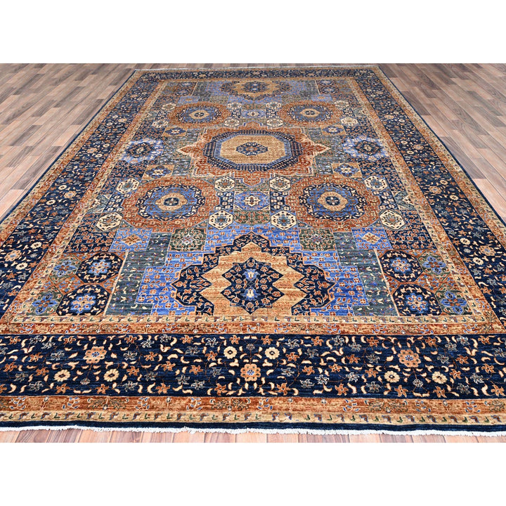 8'9" x 12'10" New Hand Knotted Blue Wool Rectangle Oriental Rug - MOA10285869