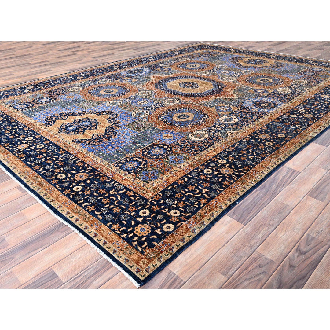 8'9" x 12'10" New Hand Knotted Blue Wool Rectangle Oriental Rug - MOA10285869