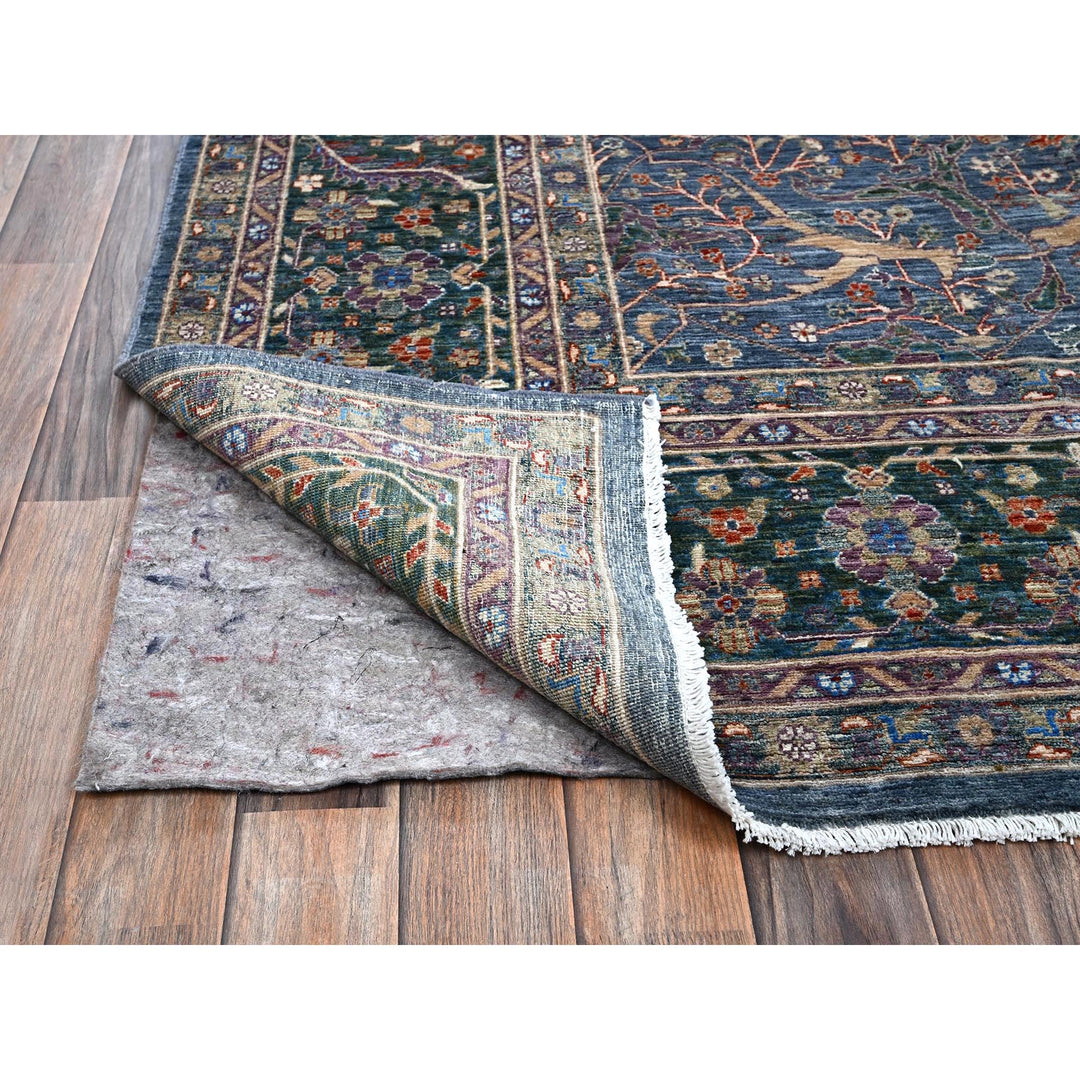 9'7" x 13'9" New Hand Knotted Blue Wool Rectangle Oriental Rug - MOA10285874